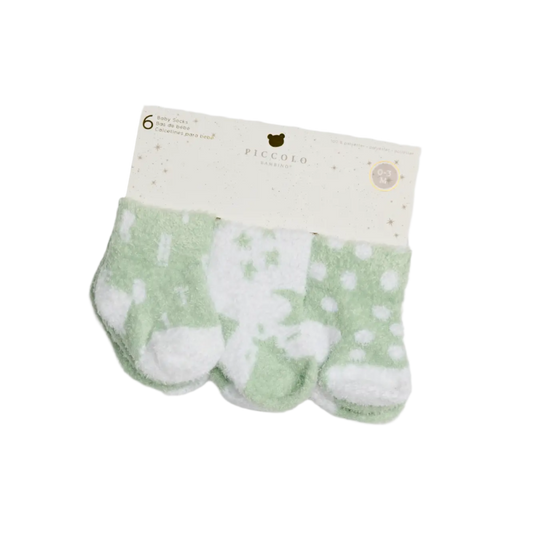 Chenille Socks (6pc pack) - Green