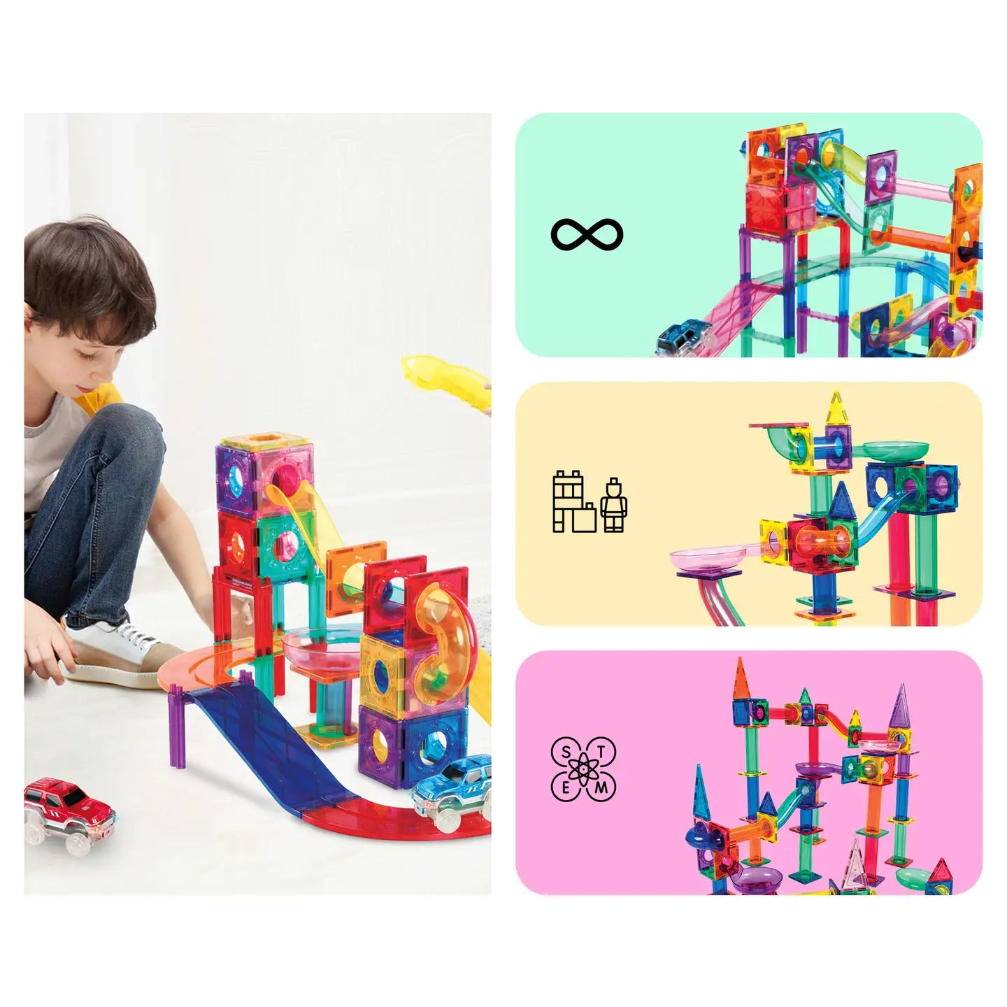 108pc Magnetic Marble Run & Racing Track Set
