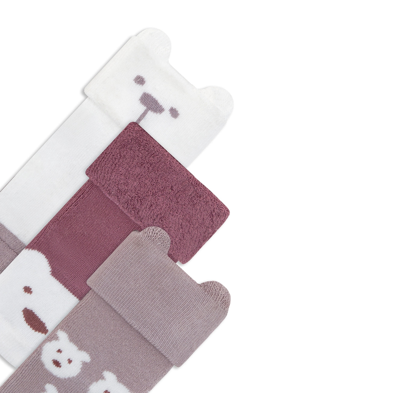 Bear shaped socks (3 pair) - Pink