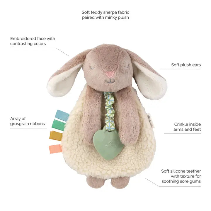Itzy Friends Itzy Lovey™ Plush with Silicone Teether Toy- Taupe Bunny