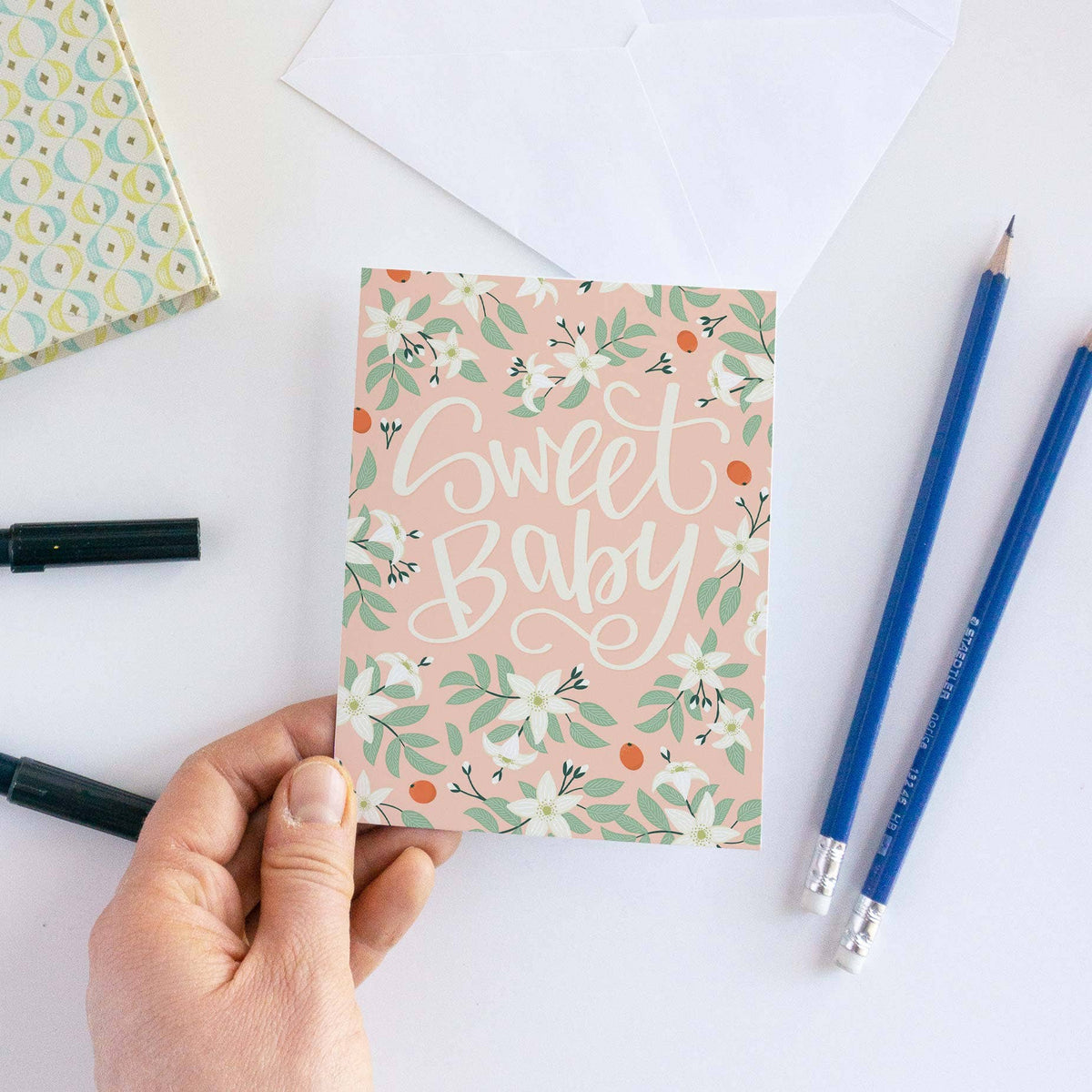 Sweet Baby Orange Blossom Baby Shower Card