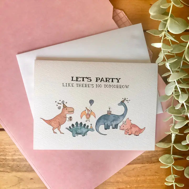 Dinosaur Let's Party Birthday Card
