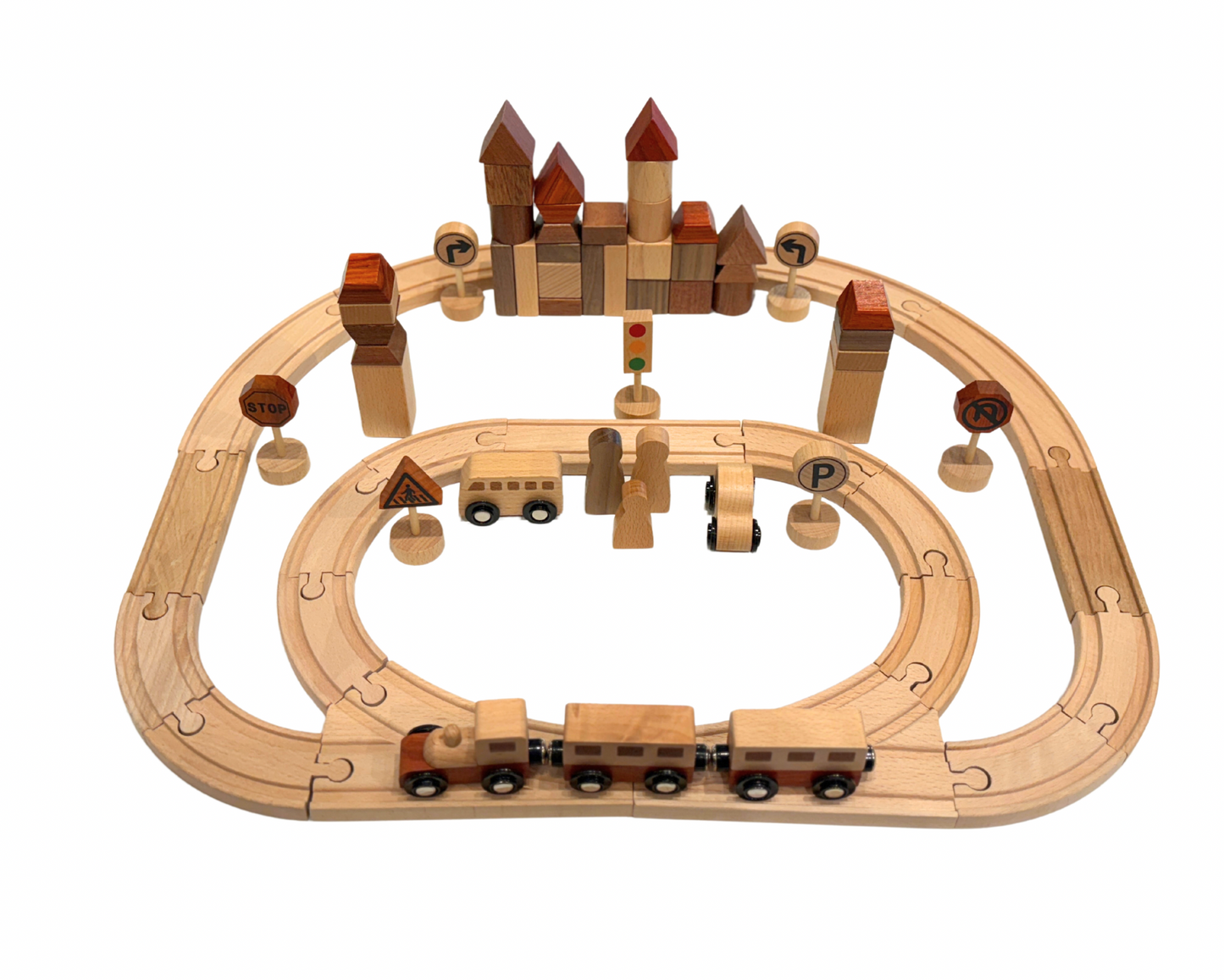 Wooden Natural Train Set