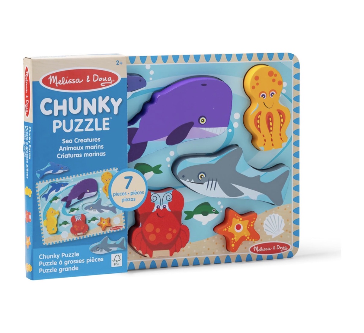 Sea Creatures Ocean Wooden Chunky Puzzle (7pcs)