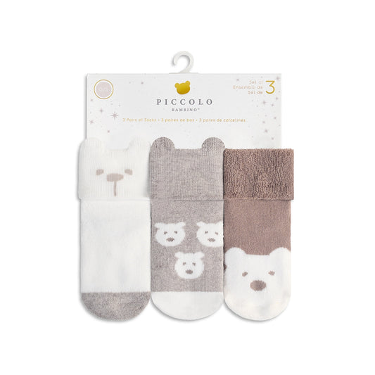 Bear shaped socks (3 pair) - Brown
