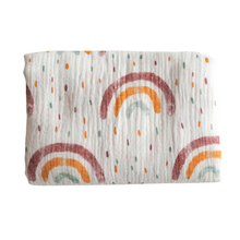Load image into Gallery viewer, Large Organic Cotton Muslin Swaddle Blanket - Rainbow
