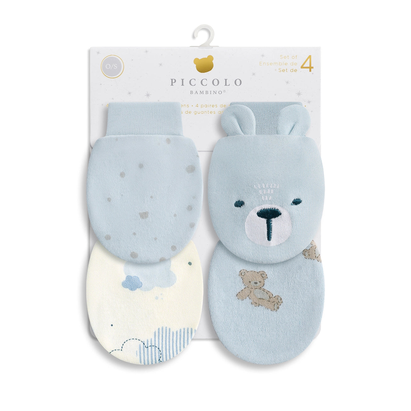 4pk Anti-Scratch Mittens - Blue