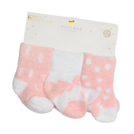 Chenille Socks (6pc pack) - Pink