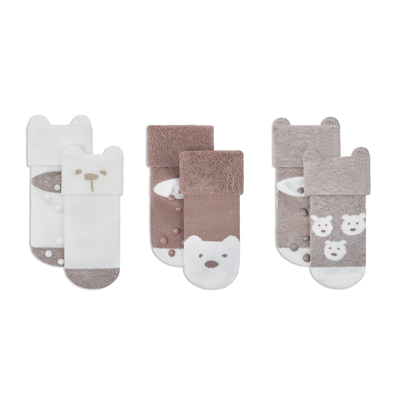 Bear shaped socks (3 pair) - Brown