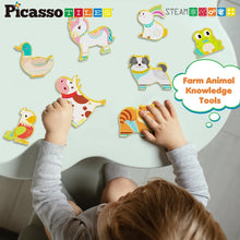 Load image into Gallery viewer, 8pc Magnet Tile Building Blocks 8 Farm Animal Action Figures
