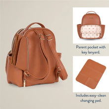 Load image into Gallery viewer, Cognac Itzy Mini Plus™ Backpack Diaper Bag

