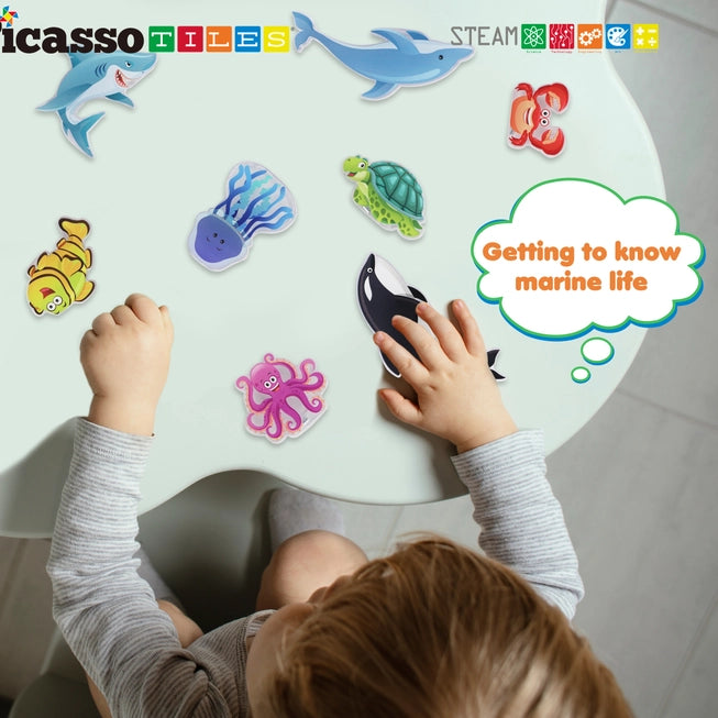 8pc Magnet Tile Building Blocks Marine Animal Action Figures