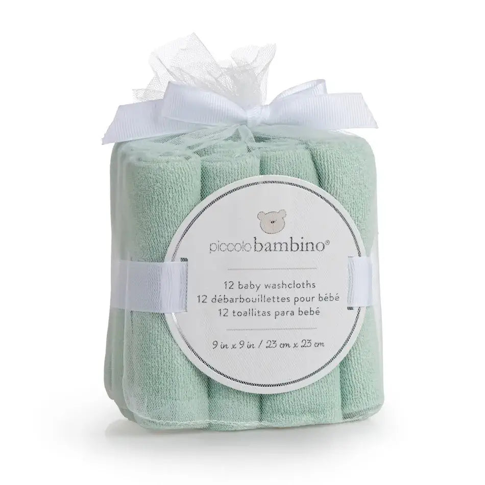 12 Pack Cotton Washcloths - Green