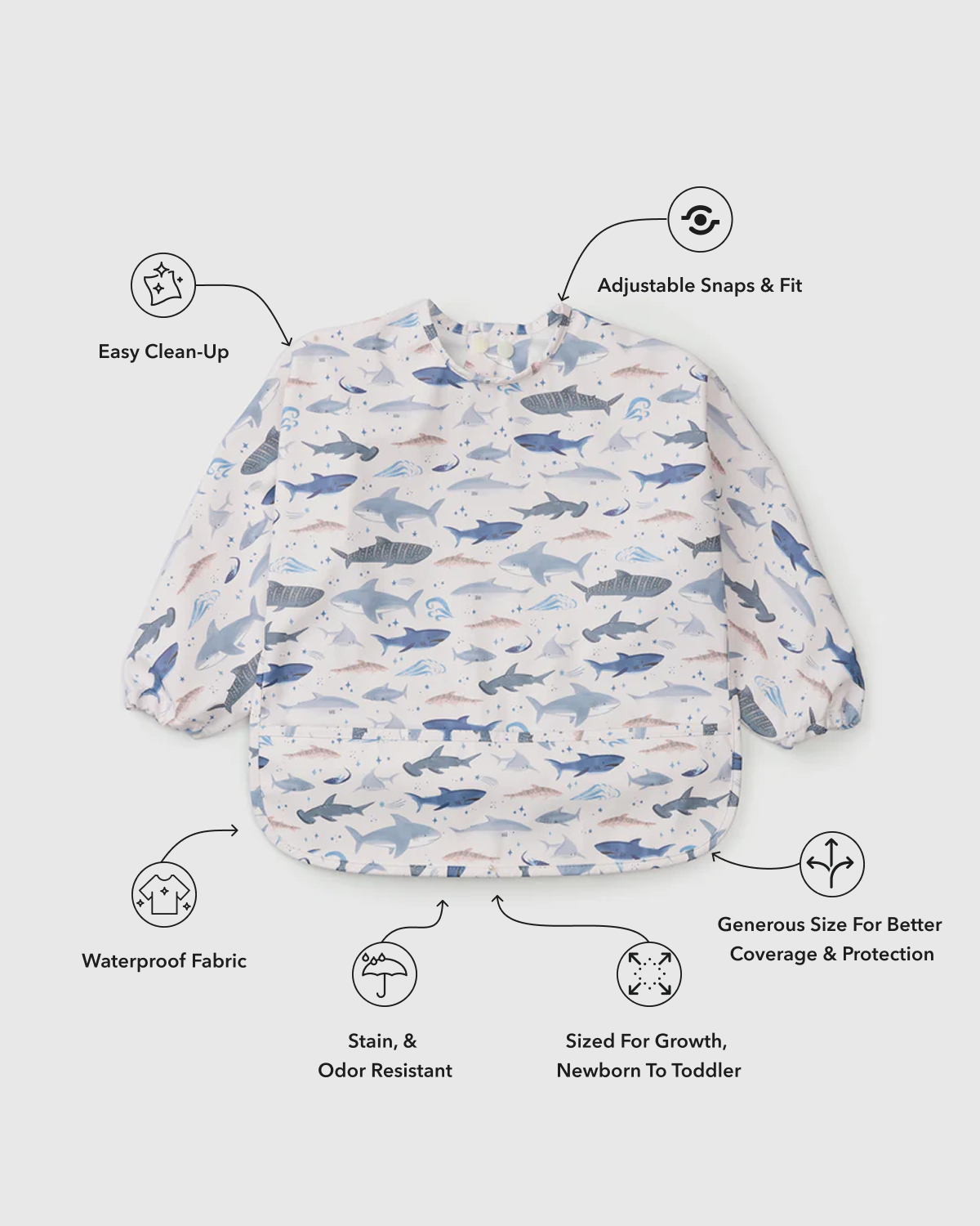 Long Sleeve Waterproof Bib: Hedgehogs