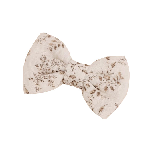 Baby Bow Clip (Beige Flowers)