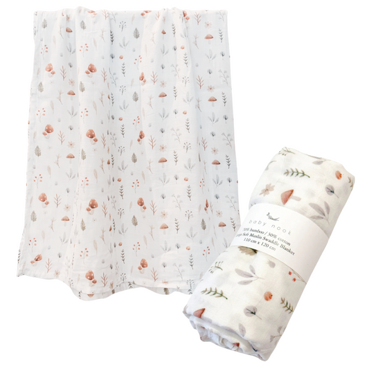 Large Soft Bamboo Baby Swaddle Blanket - Mushrom