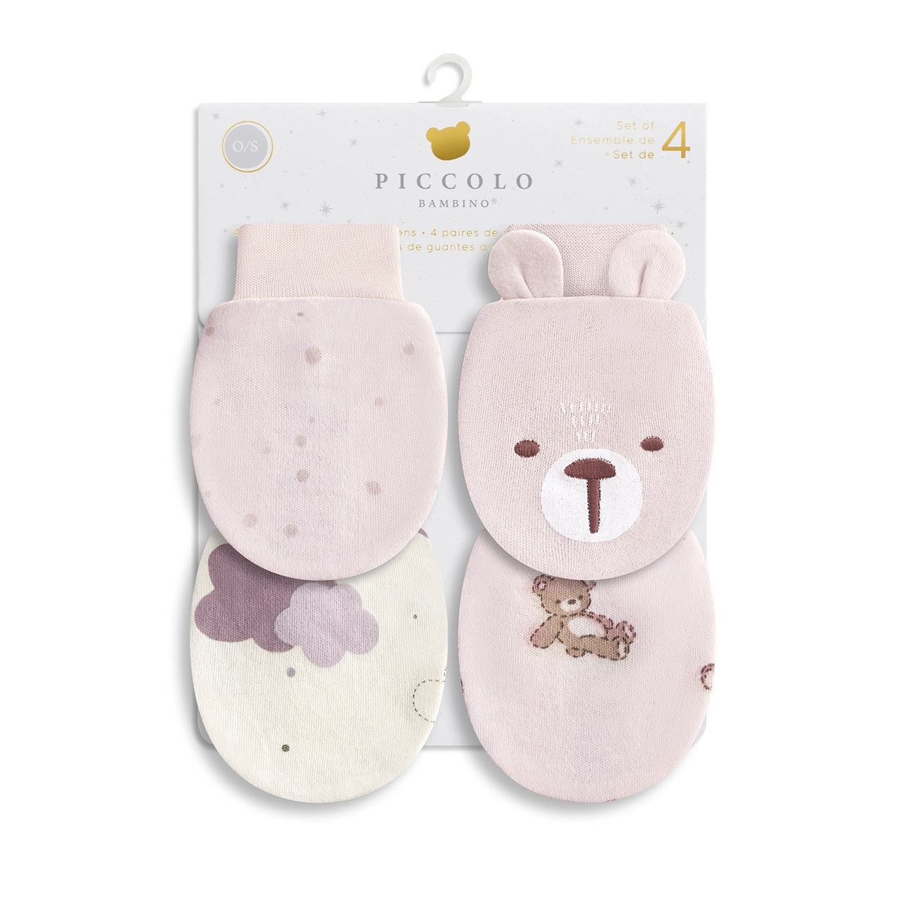 4pk Anti-Scratch Mittens - Pink