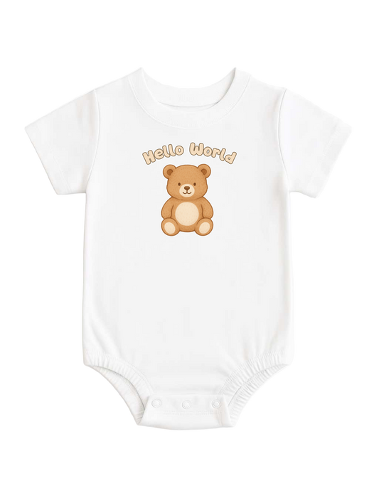 Graphic Onesie - Hello World Teddy