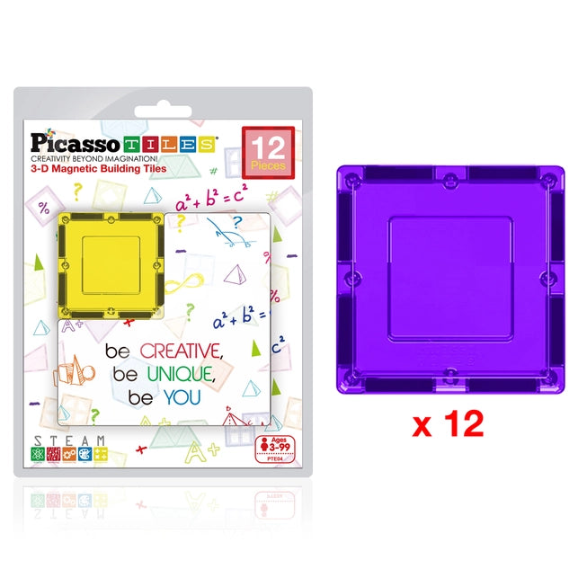 12pc 3D Magnetic Building Tiles - Square