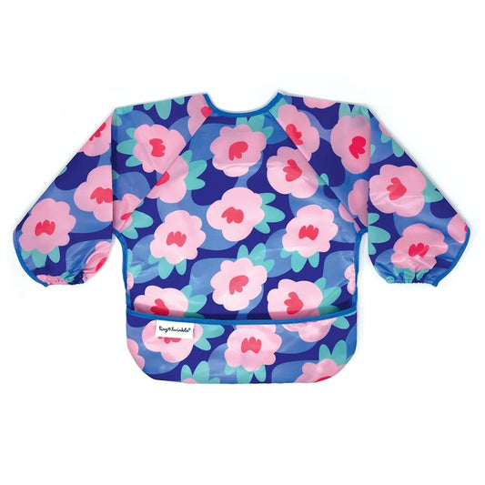 Tiny Twinkle Mess-Proof Full Sleeve Bib - Blue Floral