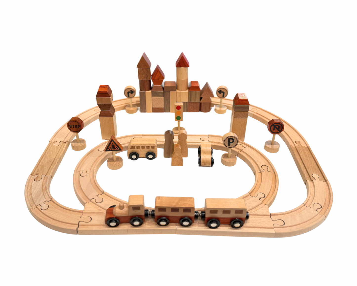 Wooden Natural Train Set
