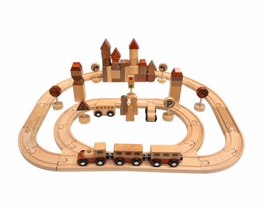 Wooden Natural Train Set