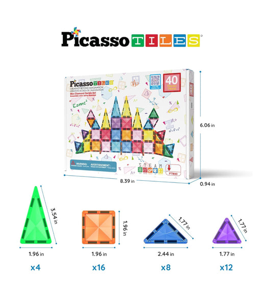 Mini Diamond Magnetic Tile Set (40pcs)