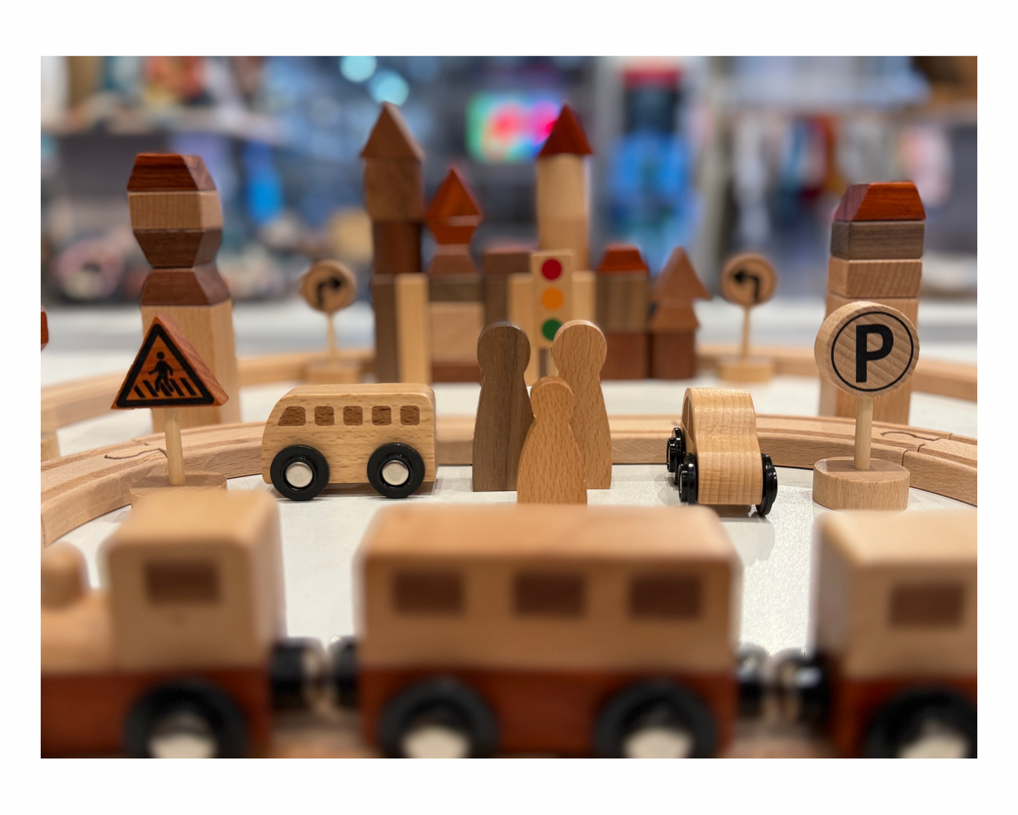 Wooden Natural Train Set