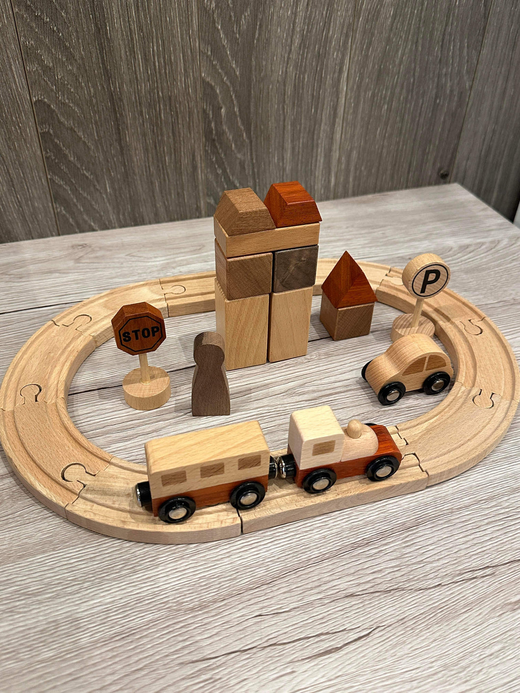 Wooden Natural Train Set