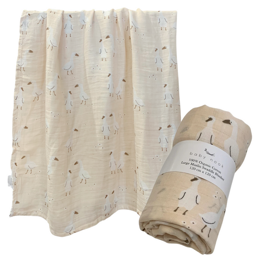 Large Soft Bamboo Baby Muslin Swaddle Blanket - Goose