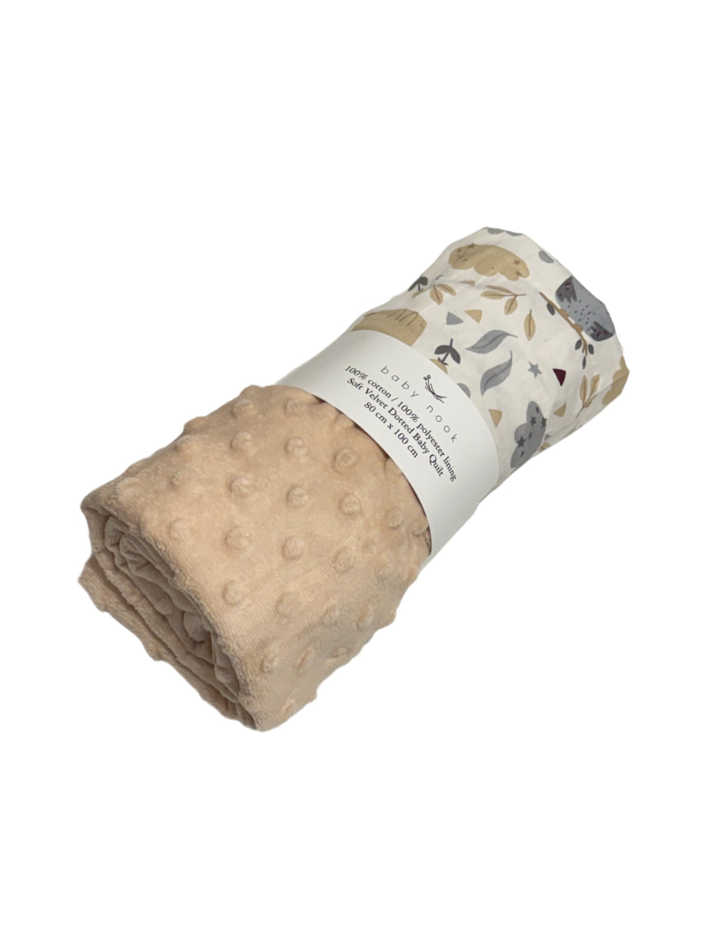 Soft Velvet Dotted Baby Quilt - Owl