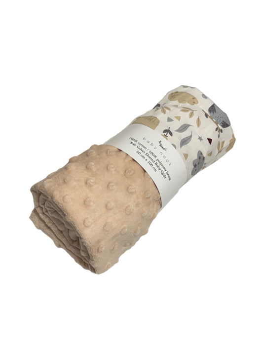 Soft Velvet Dotted Baby Quilt - Owl