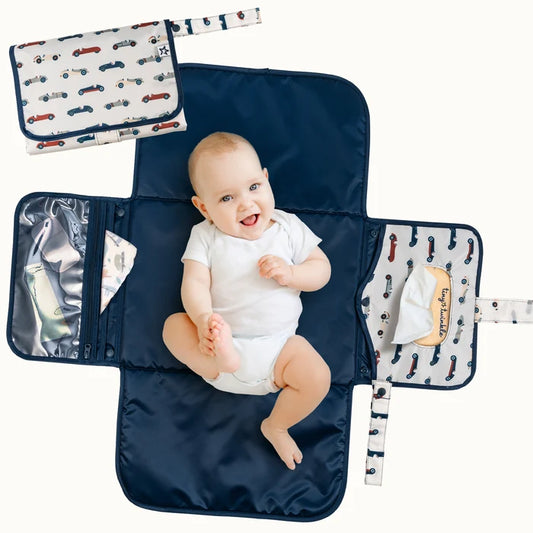 Tiny Twinkle Portable Diaper Changing Pad - Vintage Cars