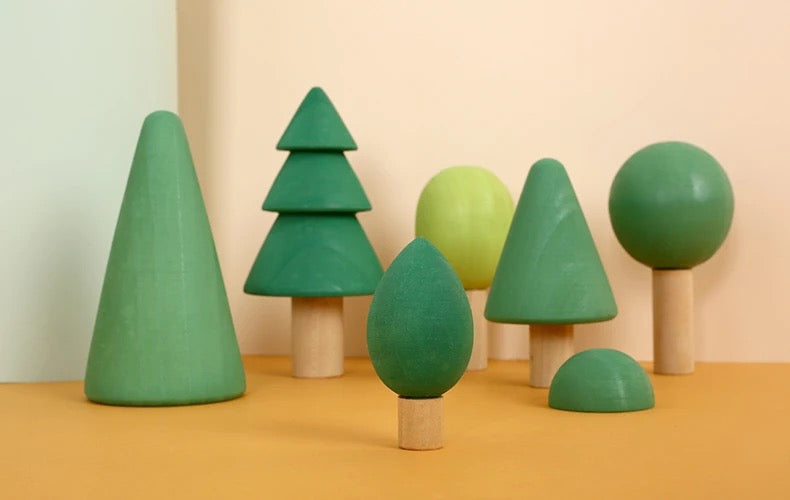 Wooden Trees Set (Green or Natural)