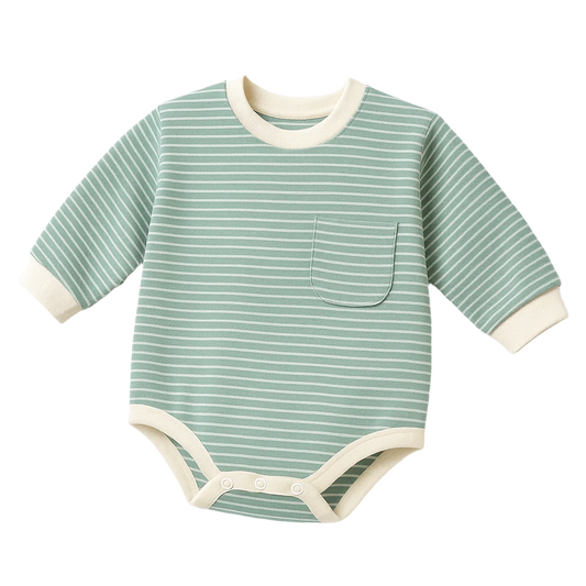 Organic Cotton Striped Onesie - Green