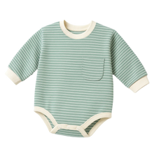 Load image into Gallery viewer, Organic Cotton Striped Onesie - Green
