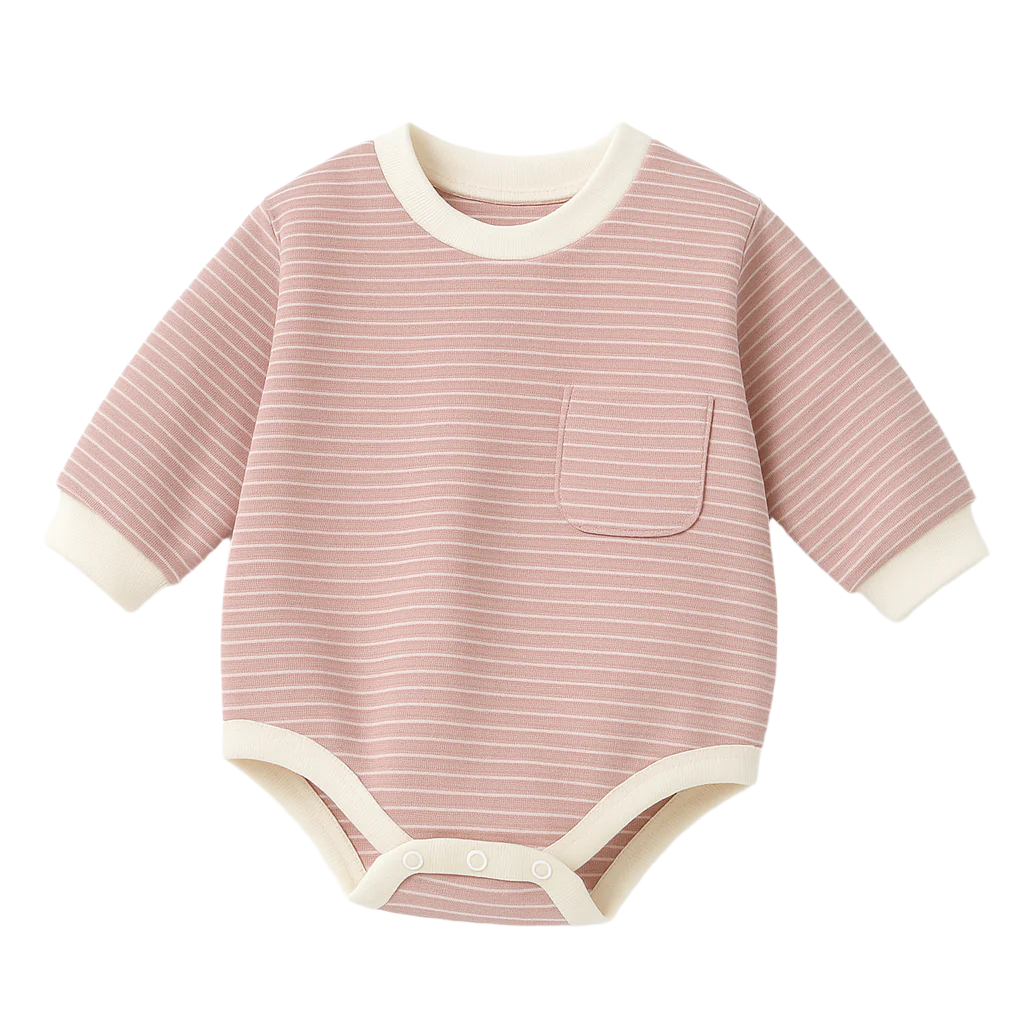 Organic Cotton Striped Onesie - Pink