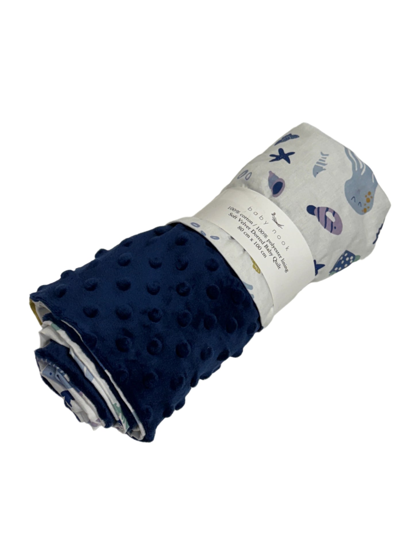 Soft Velvet Dotted Baby Quilt - Ocean