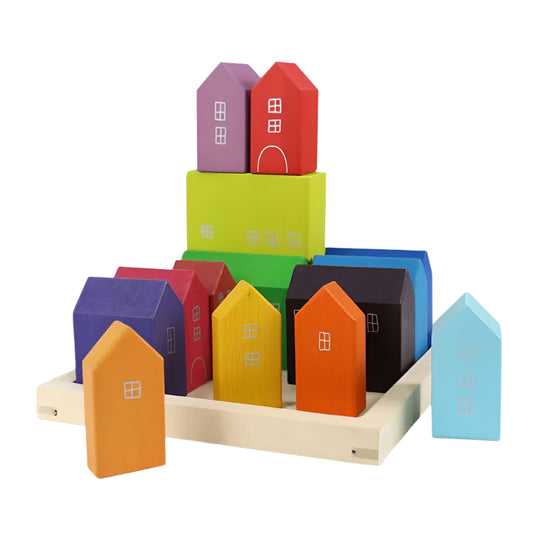Mini Wooden House - Rainbow (1pc)