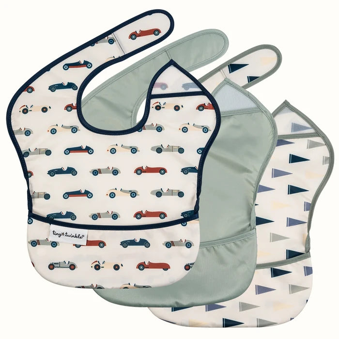 Tiny Twinkle Mess-Proof Easy Waterproof Food Bibs Multi-Pack Set