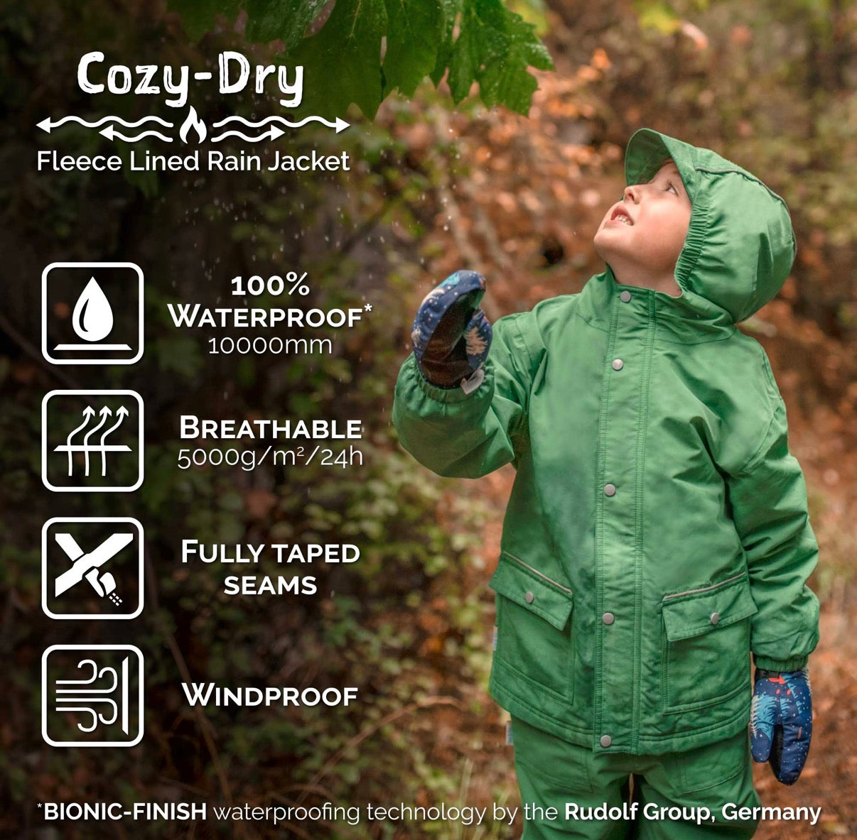 Yellow | Cozy Dry Rain Jacket (Fleece Lined)
