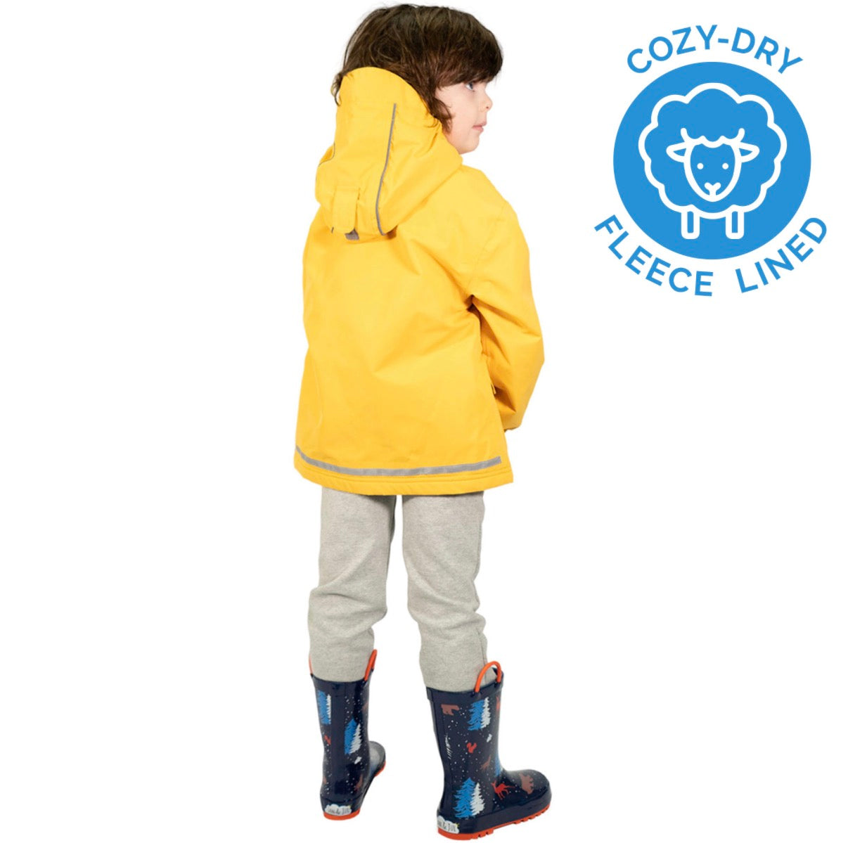 Yellow | Cozy Dry Rain Jacket (Fleece Lined)