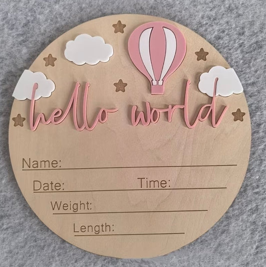 Wooden Hello World - Pink