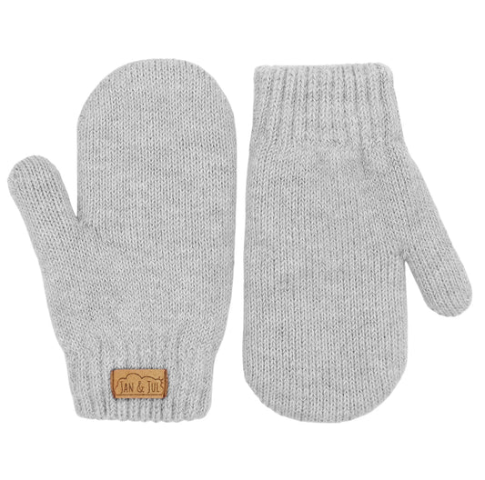Kids Knit Mittens | Soft Grey