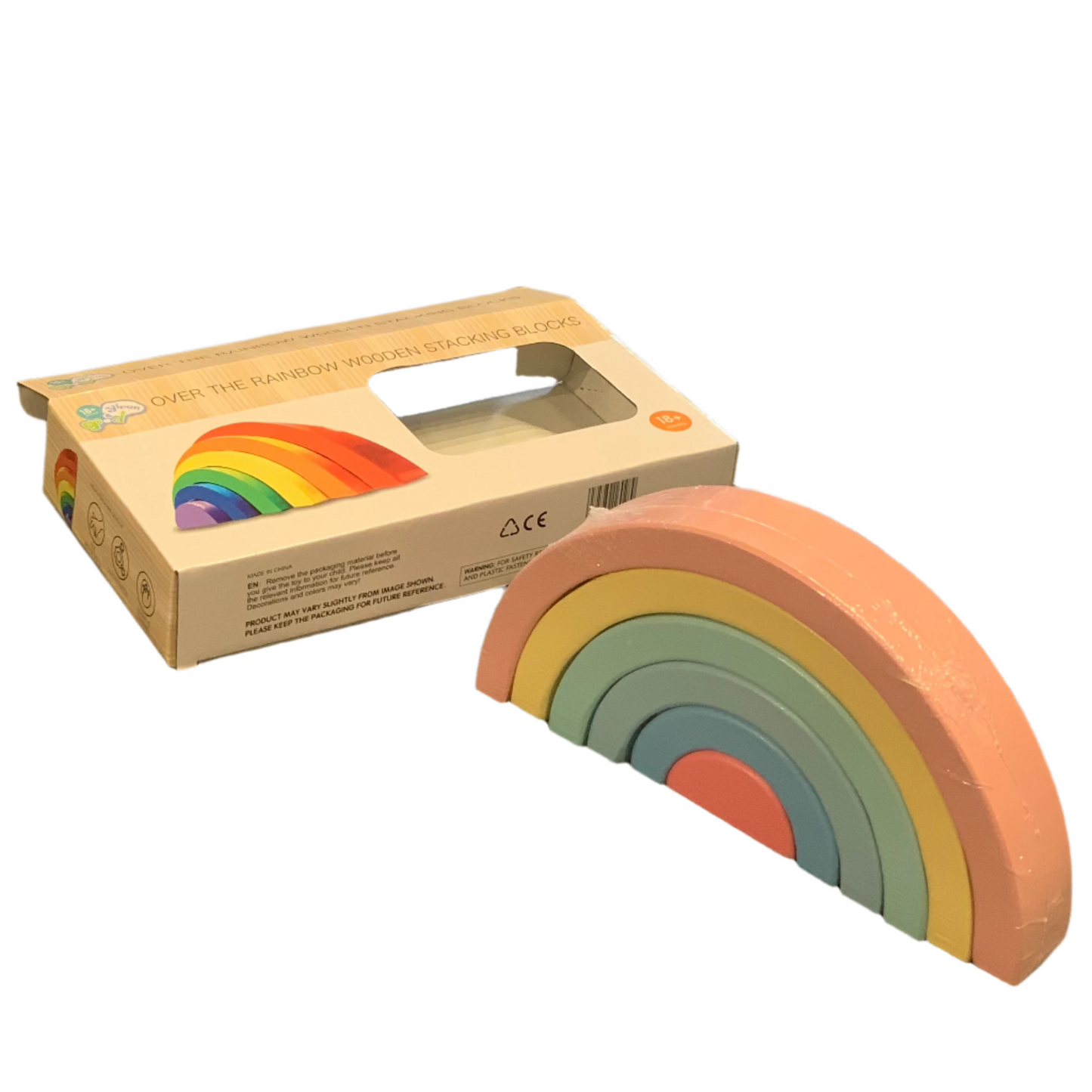 Wooden Mini Rainbow Stacking Blocks