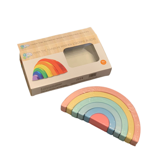 Wooden Mini Rainbow Stacking Blocks