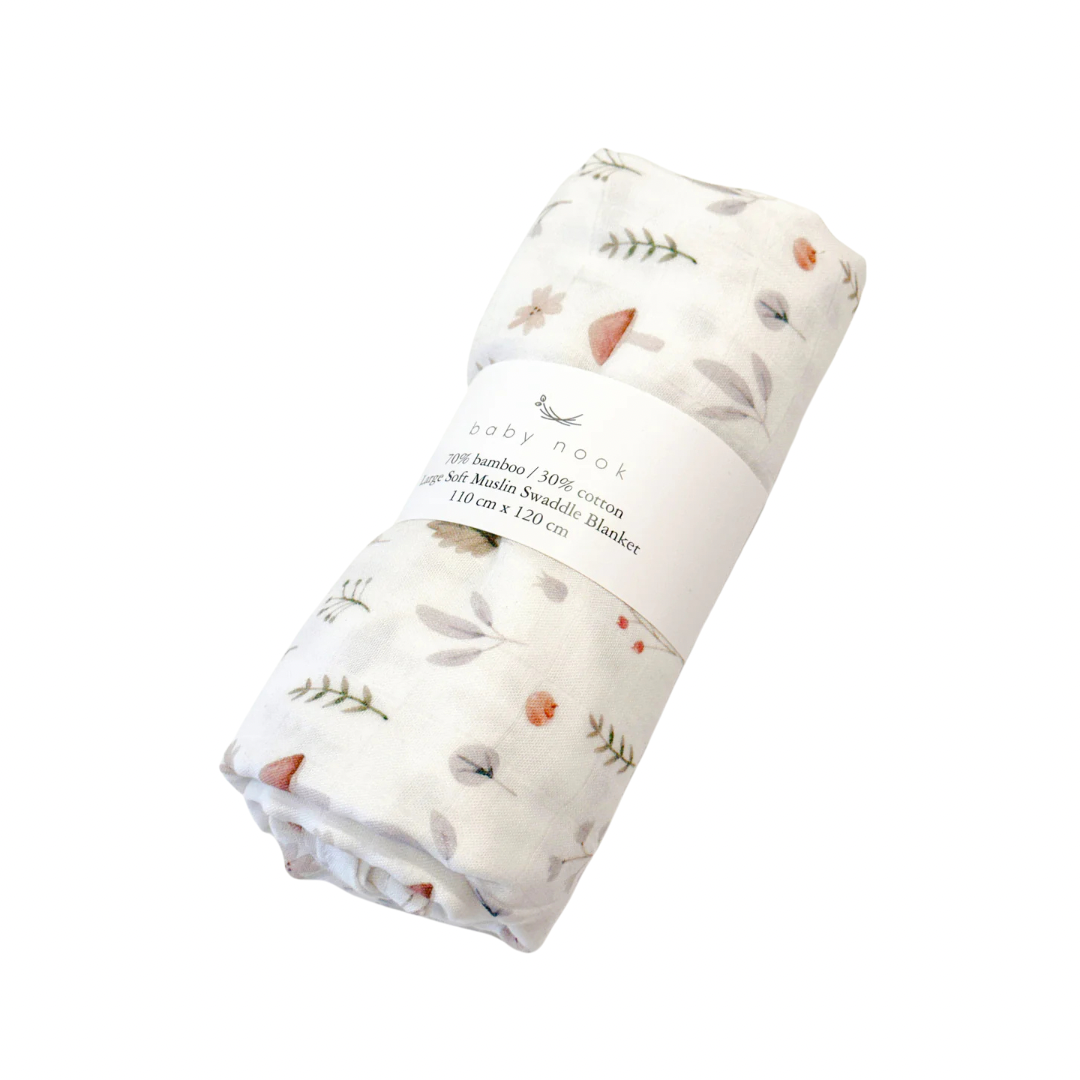 Large Soft Bamboo Baby Swaddle Blanket - Mushrom