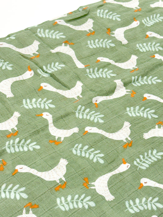 Organic Cotton Swaddle Blanket - Green Goose