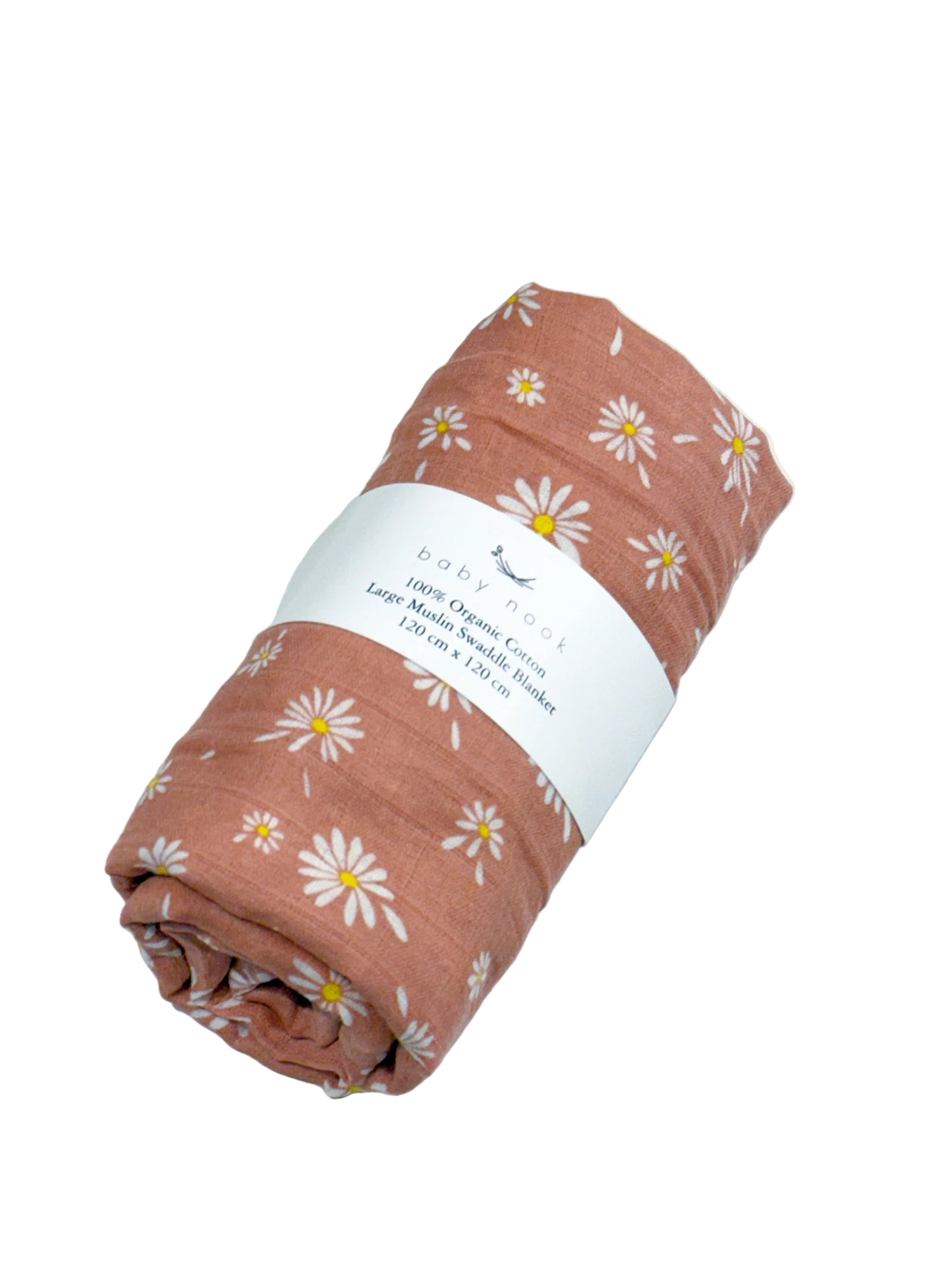Organic Cotton Swaddle Blanket - Pink Daisy