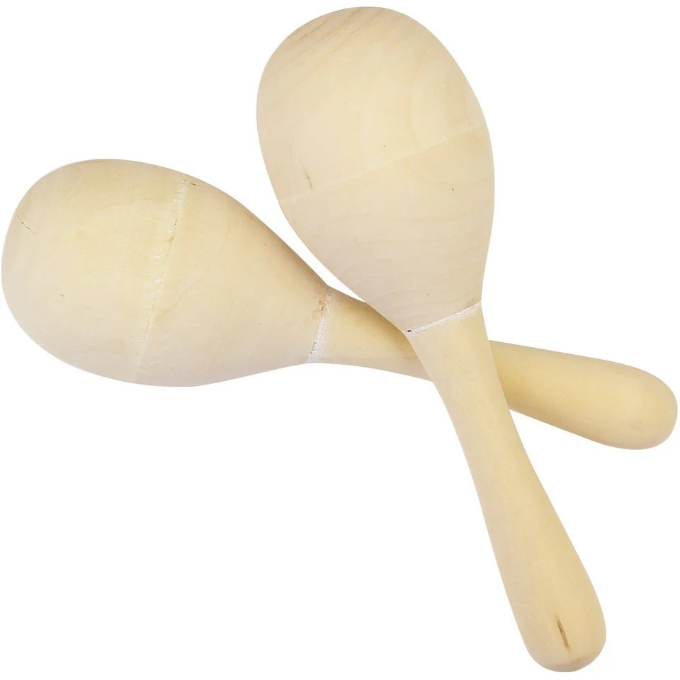 Plain Maracas Wooden Shaker (2pc w Handle)